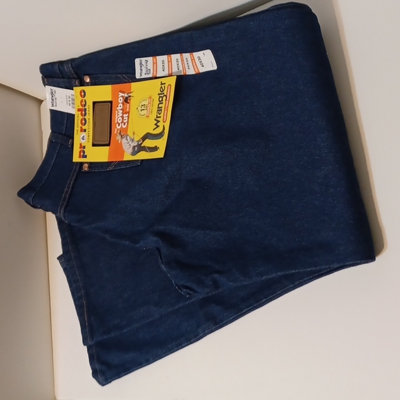 NWT Wrangler Men's 13MWZ Cowboy Cut Original Fit Pro Rodeo Blue Denim Jeans - Picture 9 of 13